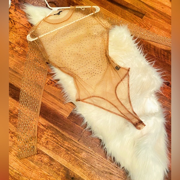 Nude Rhinestone Bodysuit - Picture 1 of 2